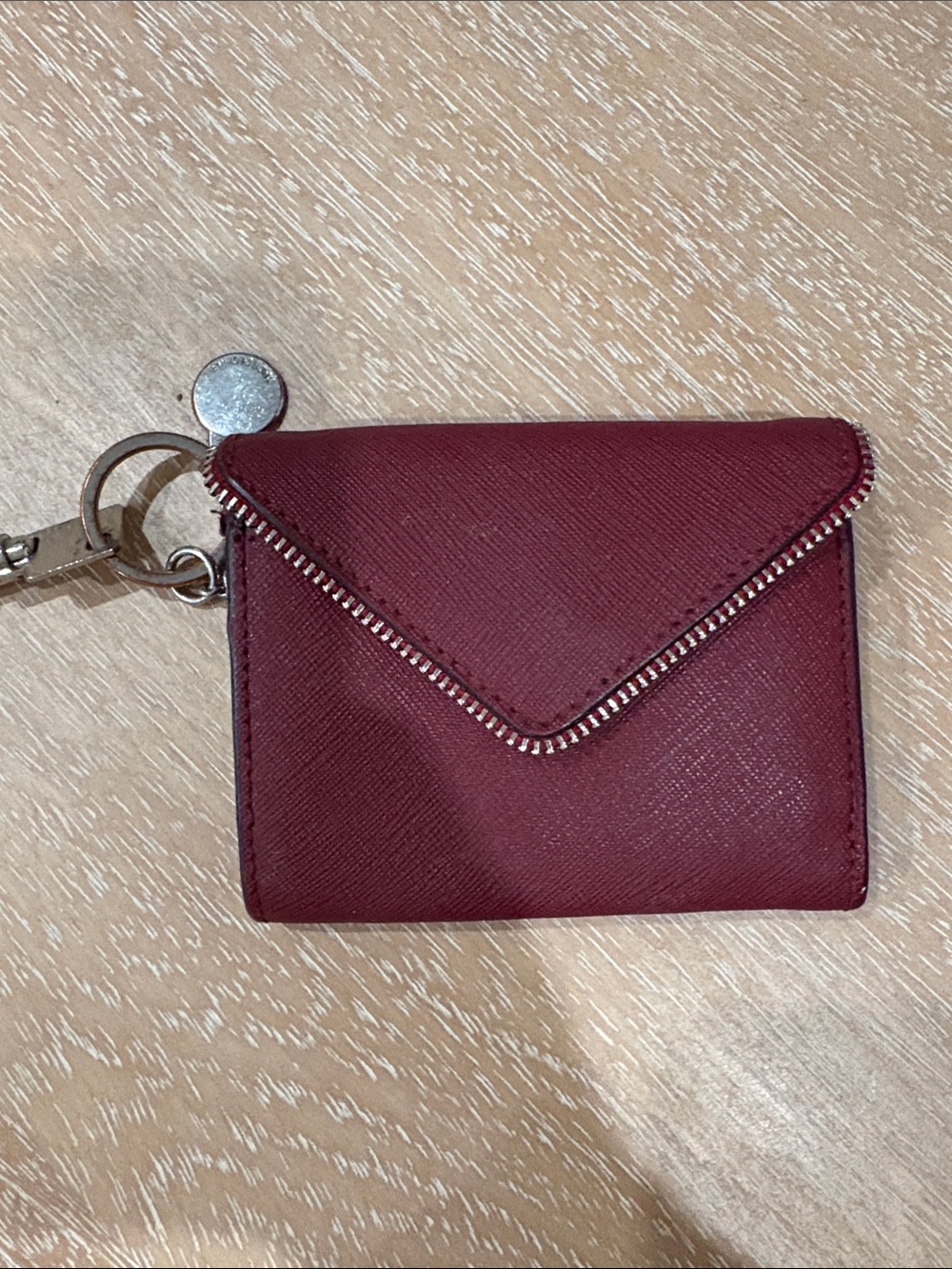 Rebecca Minkoff Burgundy Envelope Card Holder Keychain